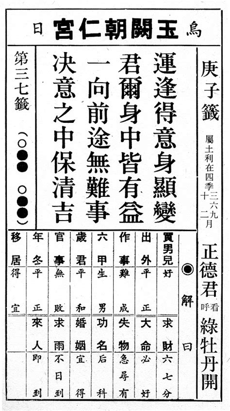 壬子籤吉凶|籤詩網‧六十甲子籤